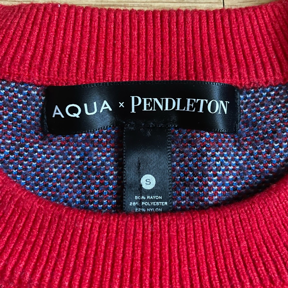 Aqua Pendleton Red Sweater Small - image 3